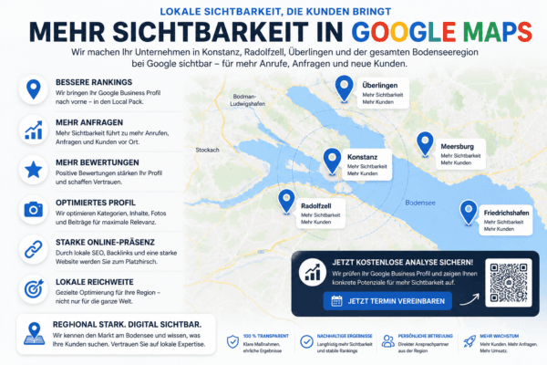 Lokale SEO Infografik für mehr Sichtbarkeit in Google Maps in Konstanz, Radolfzell und der Bodenseeregion