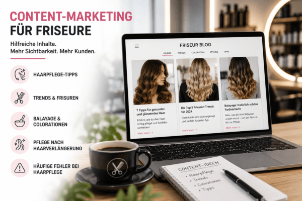 Content-Marketing für Friseure mit Blogartikeln zu Haarpflege, Frisurentrends und Balayage für mehr Sichtbarkeit bei Google