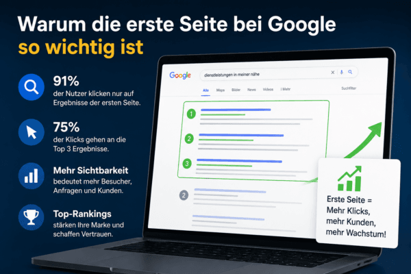 Warum die erste Seite bei Google so wichtig ist für mehr Sichtbarkeit, Besucher, Kundenanfragen und bessere Rankings