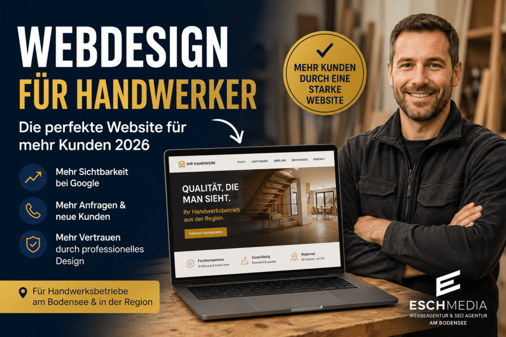 Webdesign für Handwerker mit professioneller Website, mehr Google Sichtbarkeit und mehr Kundenanfragen