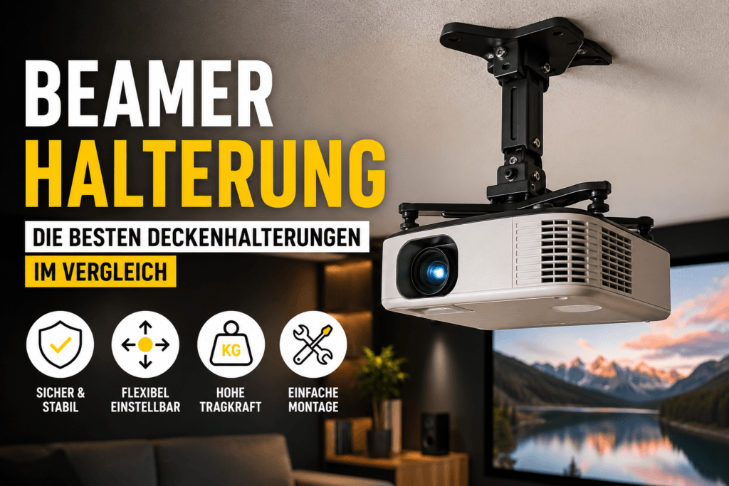 Beamer Halterung an der Decke für ein modernes Heimkino montiert