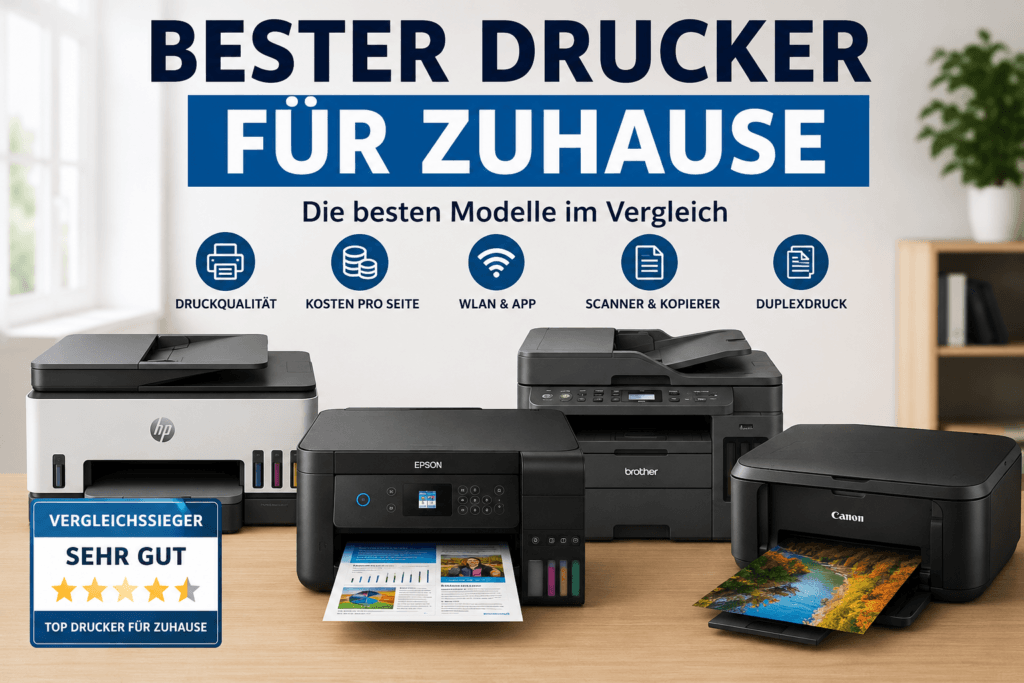 Bester Drucker für Zuhause im Vergleich mit den besten Tintenstrahl-, Tintentank- und Laserdruckern.