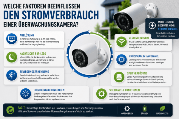 Faktoren, die den Stromverbrauch einer Überwachungskamera beeinflussen – Auflösung, Nachtsicht und Verbindung