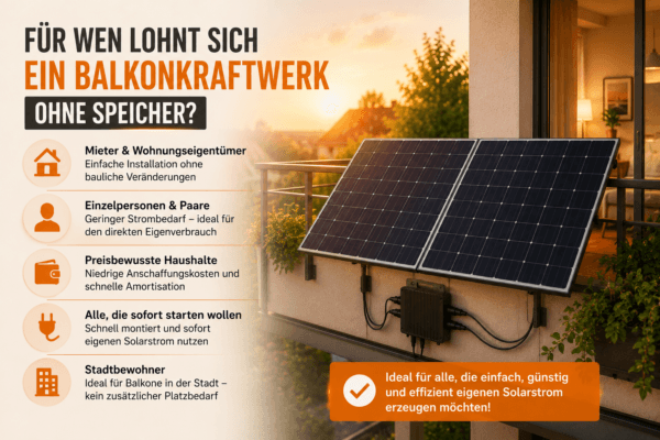 Für wen sich ein Balkonkraftwerk ohne Speicher besonders lohnt