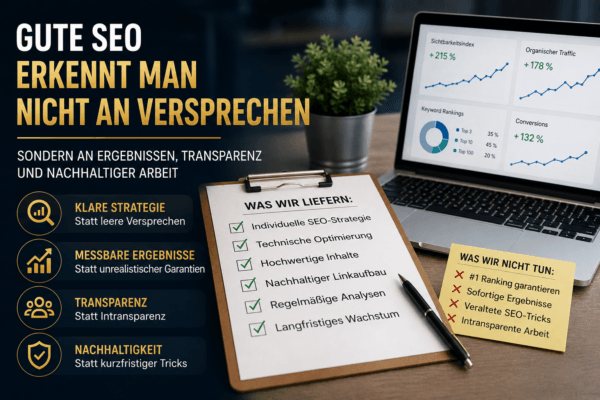 Gute SEO erkennt man nicht an Versprechen, sondern an nachhaltigen Ergebnissen