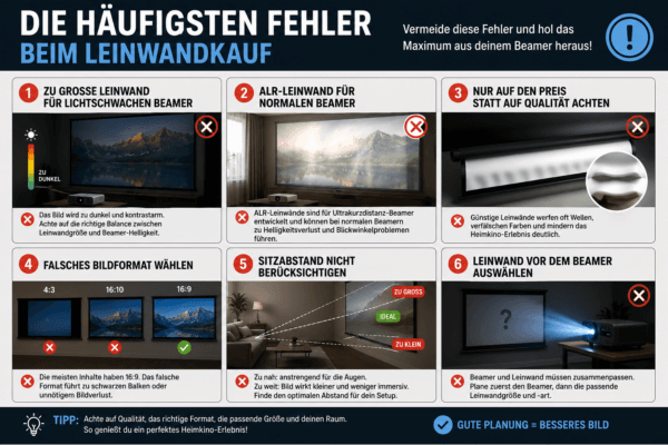 Die häufigsten Fehler beim Kauf einer Beamer-Leinwand übersichtlich erklärt