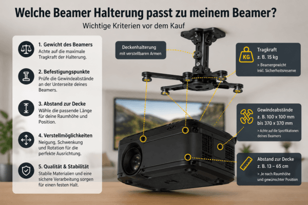 Welche Beamer Halterung passt zu meinem Beamer? Übersicht der wichtigsten Kaufkriterien