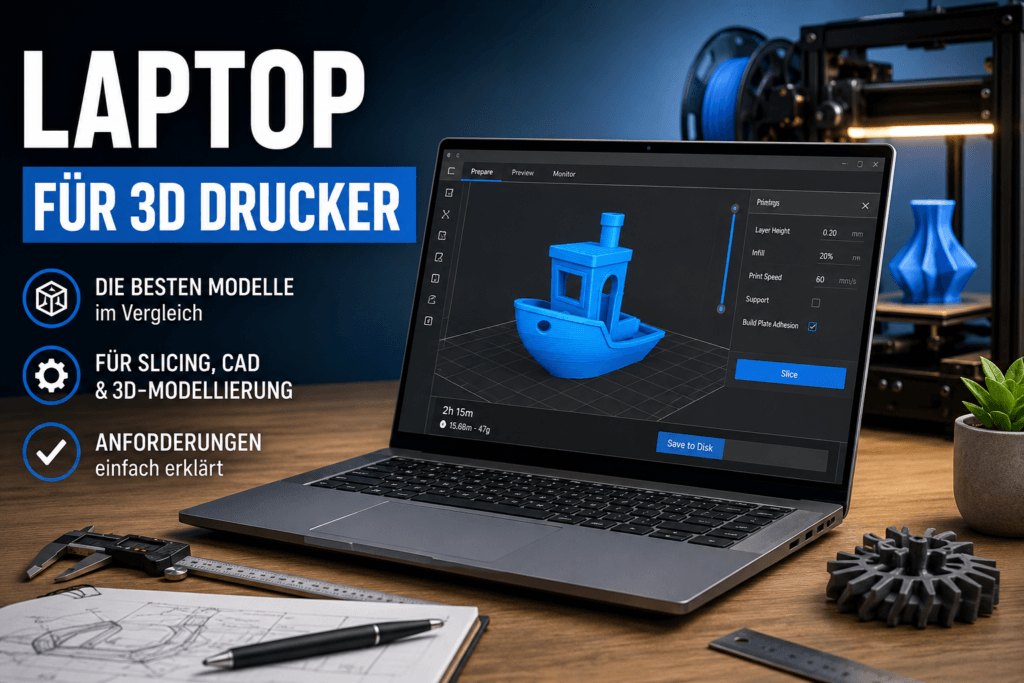 Laptop für 3D Drucker mit Slicer für CAD und 3D-Modellierung
