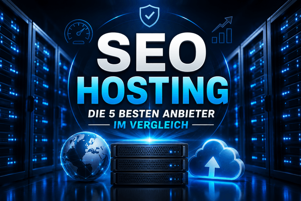 SEO Hosting Vergleich mit modernen Servern und den fünf besten Hosting-Anbietern für schnelle WordPress-Websites.