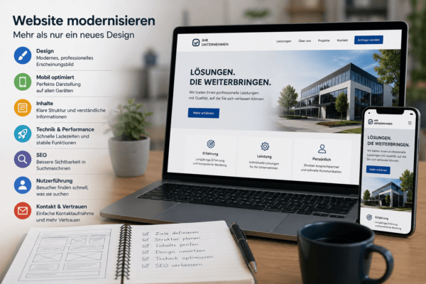 Website modernisieren mit neuem Design, mobiler Optimierung, SEO und verbesserter Nutzerführung