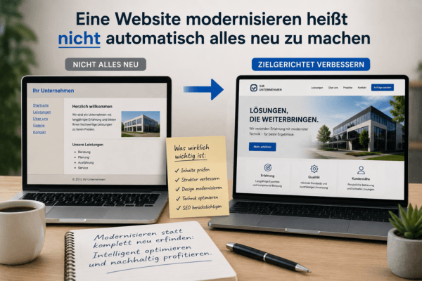 Website modernisieren durch gezielte Verbesserungen an Design, Struktur, Technik und SEO