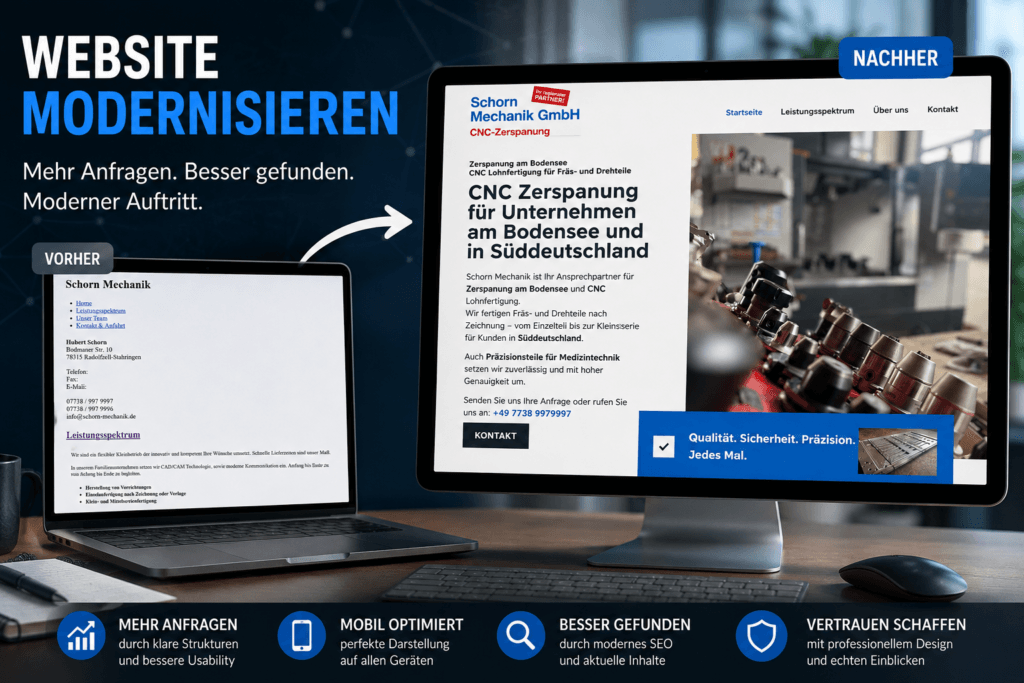 Website modernisieren am Vorher-Nachher-Beispiel der Schorn Mechanik Website